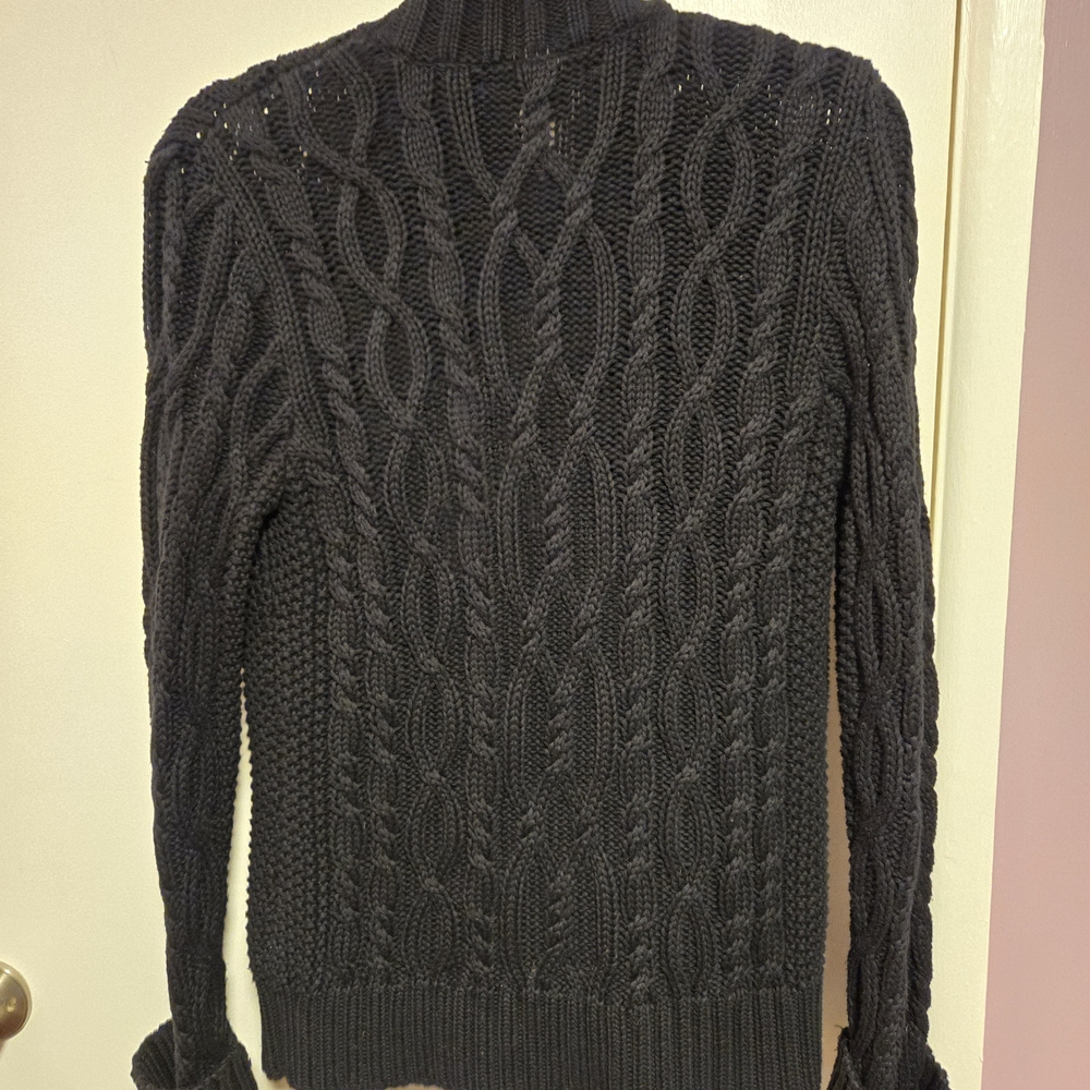Ralph Lauren Black Cable Knit Turtleneck Sweater with Gold Buckles - Picture 9 of 11